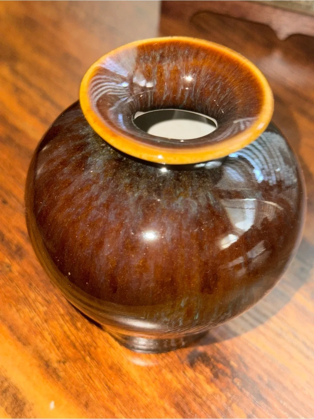 Small Brown Glazed Ceramic Vase